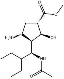（1s，2s，3r，4r）-3-（（r）-1-乙酰氨基-2-乙基丁基）-4-氨基-2-羟基环戊烷羧酸甲酯, 229615-05-8, 结构式