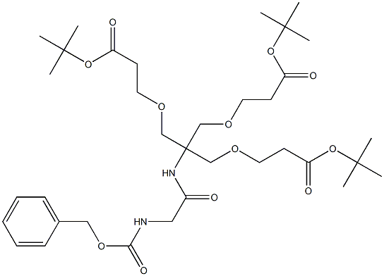tert-butyl 8,8-bis((3-tert-butoxy-3-oxopropoxy)Methyl)-3,6-dioxo-1-phenyl-2,10-dioxa-4,7-diazatridecan-13-oate Struktur