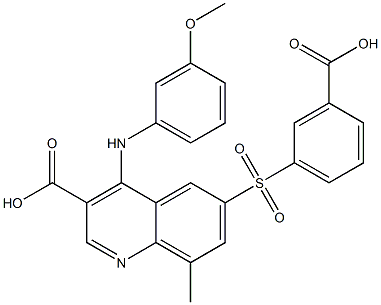 6-((3-羧基苯基)磺酰基)-4-((3-甲氧基苯基)氨基)-8-甲基喹啉-3-羧酸, 1415562-87-6, 结构式