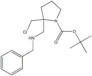 tert-butyl 2-((benzylaMino)Methyl)-2-(chloroMethyl)pyrrolidine-1-carboxylate 化学構造式