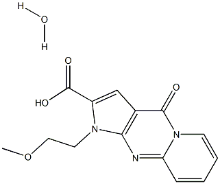 1-(2-Methoxyethyl)-4-oxo-1,4-dihydropyrido[1,2-a]pyrrolo[2,3-d]pyriMidine-2-carboxylic acid Monohydrate, 96% 化学構造式