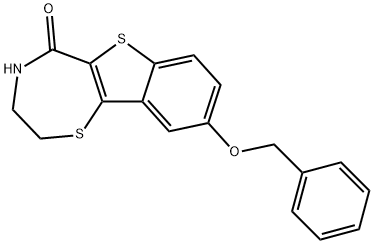 3,4-Dihydro-9-benzyloxy-[1]benzothieno[2,3-f]-1,4-thiazepin-5(2H)-one, 1259977-97-3, 结构式