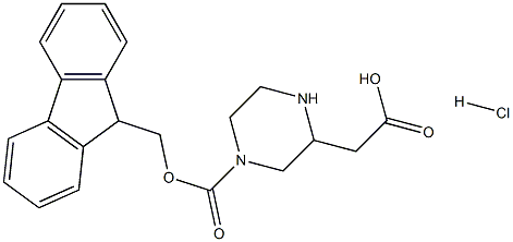 2-(4-(((9H-fluoren-9-yl)Methoxy)carbonyl)piperazin-2-yl)acetic acid hydrochloride Structure