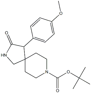 tert-butyl 4-(4-Methoxyphenyl)-3-oxo-2,8-diazaspiro[4.5]decane-8-carboxylate Struktur