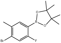 2-(4-溴-2-氟-5-甲基苯基)-4,4,5,5-四甲基-1,3,2-二氧杂硼戊烷, 2096334-00-6, 结构式