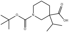 1-BOC-3-イソプロピルピペリジン-3-カルボン酸 化学構造式