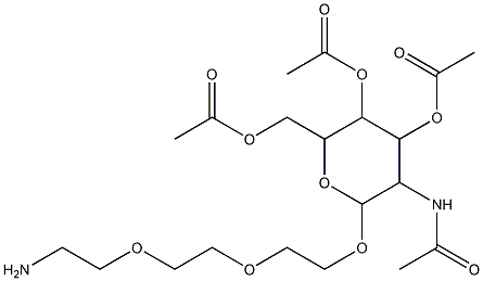 5-acetaMido-2-(acetoxyMethyl)-6-(2-(2-(2-aMinoethoxy)ethoxy)ethoxy)tetrahydro-2H-pyran-3,4-diyl diacetate 化学構造式