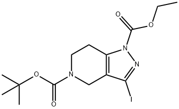 5-tert-butyl 1-ethyl 3-iodo-6,7-dihydro-4H-pyrazolo[4,3-c]pyridine-1,5-dicarboxylate Struktur