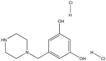5-(piperazin-1-ylMethyl)benzene-1,3-diol dihydrochloride,,结构式
