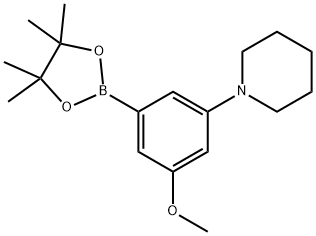 1-[3-Methoxy-5-(tetramethyl-1,3,2-dioxaborolan-2-yl)phenyl]piperidine Struktur