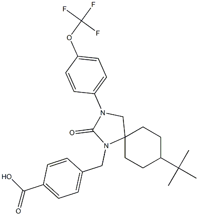 4-((8-(tert-butyl)-2-oxo-3-(4-(trifluoroMethoxy)phenyl)-1,3-diazaspiro[4.5]decan-1-yl)Methyl)benzoic acid Struktur