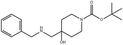 tert-butyl 4-((benzylaMino)Methyl)-4-hydroxypiperidine-1-carboxylate Struktur