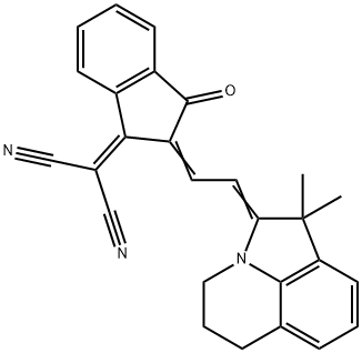 2-(( Z )-2-(( E )-2-(1,1-diMethyl-5,6-dihydro-1H-pyrrolo[3,2,1-ij ]quinolin-2(4H)-ylidene)ethylidene)-3-oxo-2,3-dihydro-1H-inden-1-ylidene)Malononitrile Struktur