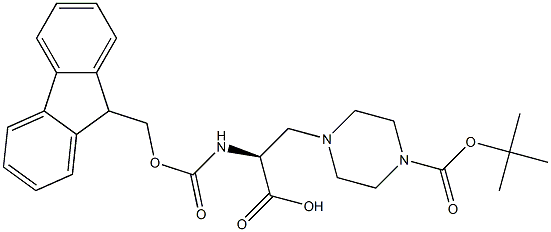 (S)-1-Boc-4-(2-FMoc-aMino-2-carboxyethyl) piperazine 化学構造式