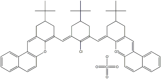 10-tert-Butyl-8-[5-tert-butyl-3-(10-tert-butyl-10,11-dihydro-9H-benzo[a]xanthen-8-yl-methylene)-2-chloro-cyclohex-1-enylmethylene]-8,9,10,11-tetrahydro-benzo[a]xanthenylium perchlorate Struktur