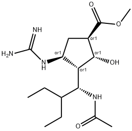 (1S,2S,3R,4R)-Methyl 3-((R)-1-acetaMido-2-ethylbutyl)-4-guanidino-2-hydroxycyclopentanecarboxylate Structure
