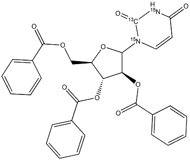 1-D-Arabinofuranosyl-1H-pyriMidine-2,4-dione 13C,15N2 2',3',5'-Tribenzoate Structure
