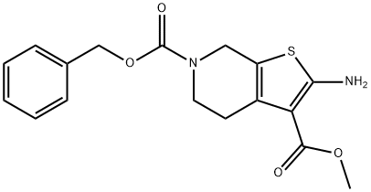 2-アミノ-4,7-ジヒドロ-5H-チエノ[2,3-C]ピリジン-3,6-二カルボン酸6-ベンジルエステル3-メチルエステル 化学構造式