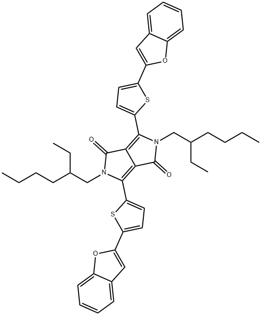 3,6-bis(5-(benzofuran-2-yl)thiophen-2-yl)-2,5-bis(2-ethylhexyl)pyrrolo[3,4-c]pyrrole-1,4(2H,5H)-dione Structure