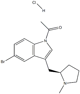 (R)-1-(5-broMo-3-((1-Methylpyrrolidin-2-yl)Methyl)-1H-indol-1-yl)ethanone (Hydrochloride) 化学構造式