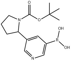5-(1-(tert-butoxycarbonyl)pyrrolidin-2-yl)pyridin-3-ylboronic acid Struktur