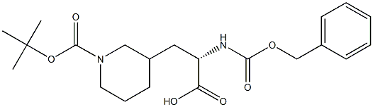 (2S)-2-((((苄氧基)羰基)氨基)-3-(1-(叔丁氧基羰基)哌啶-3-基)丙酸, 1334512-39-8, 结构式