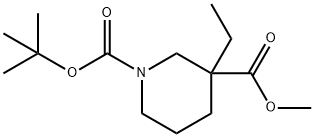 1-BOC-3-エチルピペリジン-3-カルボン酸メチル 化学構造式