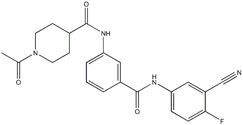 1-acetyl-N-(3-((3-cyano-4-fluorophenyl)carbaMoyl)phenyl)piperidine-4-carboxaMide Structure