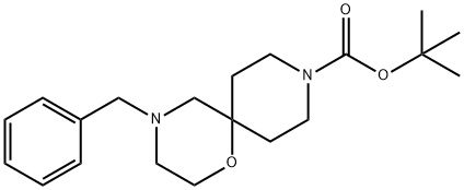 叔-丁基 4-苯甲基-1-氧杂-4,9-二氮杂螺[5.5]十一烷-9-甲酸基酯, 1352926-03-4, 结构式