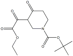 tert-butyl 3-(2-ethoxy-2-oxoacetyl)-4-oxopiperidine-1-carboxylate Struktur
