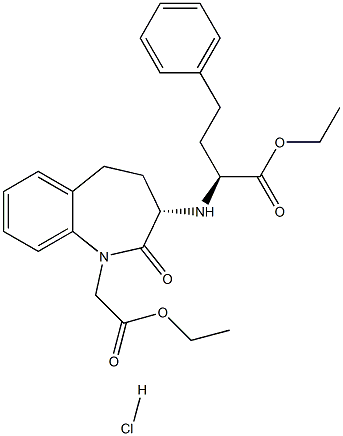 [S-(R*,R*)]-3-[[1-(Ethoxycarbonyl)-3-phenylpropyl]aMino]-2,3,4,5-tetrahydro-2-oxo-1H-1-benzazepine-1-acetic Acid Ethyl Ester Hydrochloride Structure