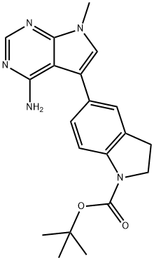 5-(1-tert-Butyloxycarbonyl-2,3-dihydro-1H-indol-5-yl)-7-Methyl-7H-pyrrolo[2,3-d]pyriMidin-4-aMine Struktur