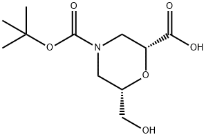 (2R,6S)-4-(tert-butoxycarbonyl)-6-(hydroxyMethyl)Morpholine-2-carboxylic acid Structure