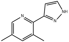 3,5-ジメチル-2-(1H-ピラゾール-5-イル)ピリジン 化学構造式