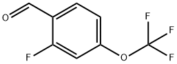 2-フルオロ-4-(トリフルオロメトキシ)ベンズアルデヒド 化学構造式