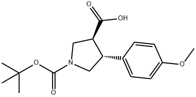 (3S,4R)-1-(TERT-BUTOXYCARBONYL)-4-(4-METHOXYPHENYL)PYRROLIDINE-3-CARBOXYLIC ACID, 1269260-00-5, 结构式