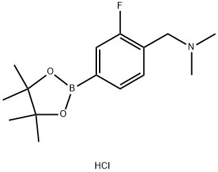{[2-fluoro-4-(tetramethyl-1,3,2-dioxaborolan-2-yl)phenyl]methyl}dimethylamine hydrochloride, 2096332-16-8, 结构式