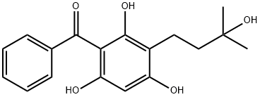 3-(3-Hydroxy-3-Methylbutanyl)-2,4,6-trihydroxybenzophenone 化学構造式