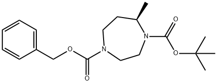 1-Benzyl 4-(2-methyl-2-propanyl) (5R)-5-methyl-1,4-diazepane-1,4-dicarboxylate Struktur