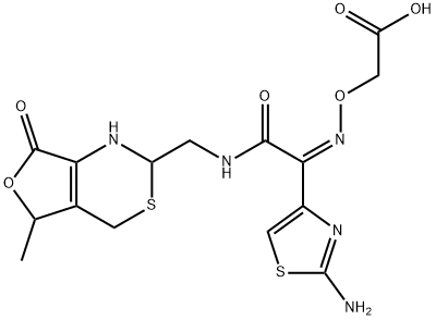 2-[[(Z)-[1-(2-aMino-4-thiazolyl)-2-[[[(2R,5RS)-5-Methyl-7-oxo-1,2,5,7-tetrahydro-4H-furo[3,4-d][1,3]thiazin-2-yl]Methyl]aMino]-2-oxoethylidene]aMino]oxy]acetic Acid Struktur