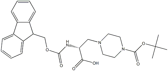 (R)-1-BOC-4-(2-FMOC-AMINO-2-CARBOXYETHYL)PIPERAZINE, , 结构式