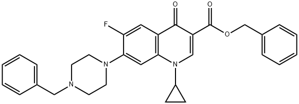 1-Cyclopropyl-6-fluoro-1,4-dihydro-4-oxo-7-(4-benzyl-1-piperazinyl)-3-quinolinecarboxylic Acid Benzyl Ester Structure