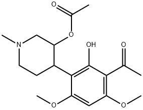 4-(3-乙酰基-2-羟基-4,6-二甲氧基苯基)-1-甲基哌啶-3-基乙酸酯, 1415564-91-8, 结构式