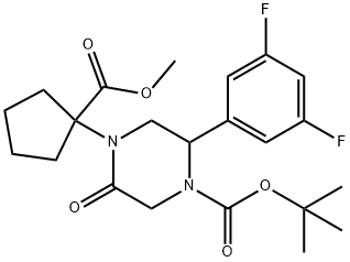 tert-butyl 2-(3,5-difluorophenyl)-4-(1-(Methoxycarbonyl)cyclopentyl)-5-oxopiperazine-1-carboxylate Structure