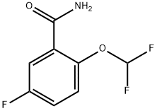 2-(ジフルオロメトキシ)-5-フルオロベンズアミド 化学構造式