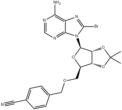 8-BroMo-5'-O-(4-cyanobenzyl)-2',3'-O-isopropylidene adenosine Structure