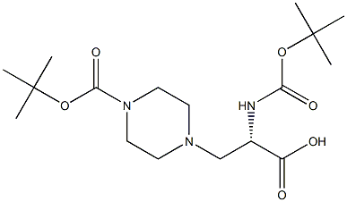 (S)-3-(4-N-BOC-哌嗪-1-基)-2-(N-BOC-氨基)-丙氨酸, 1334509-91-9, 结构式