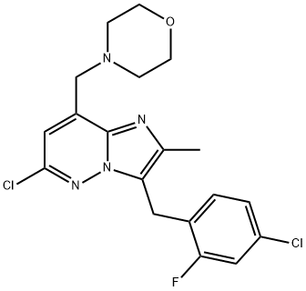 6-氯-3-(4-氯-2-氟苄基)-2-甲基-8-(4-吗啉亚甲基)咪唑并[1,2-B]哒嗪,1229236-85-4,结构式