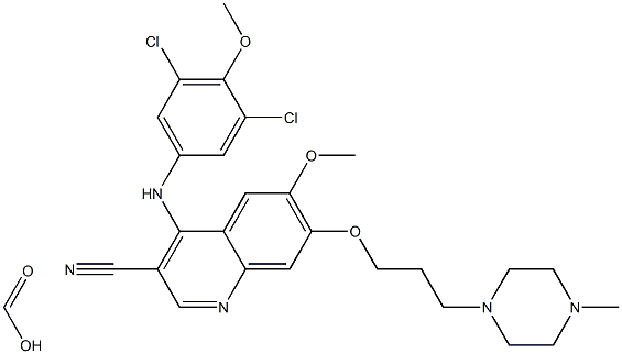 4-[(3,5-Dichloro-4-Methoxyphenyl)aMino]-6-Methoxy-7-[3-(4-Methyl-1-piperazinyl)propoxy]-3-quinolinecarbonitrile Methanoate Structure