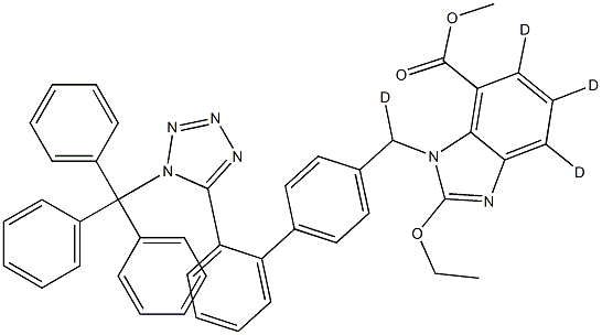 2-Ethoxy-1-[(2'-(1-trityl-1H-tetrazol-5-yl)-1,1'-biphenyl-4-yl)Methyl]-7-benziMidazolecarboxylic Acid Methyl Ester-d4 化学構造式